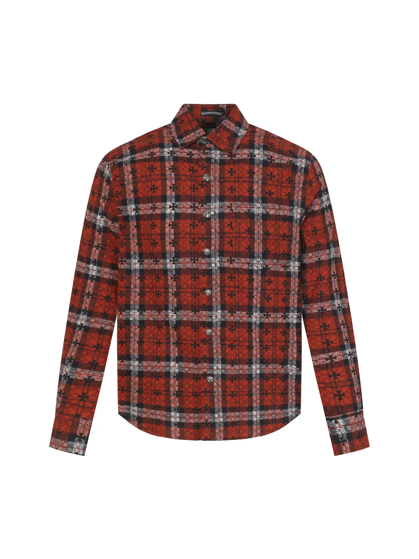 🅿️330 CH Crow Heart Leather Label Metal Checkered Shirt Jacket. Original Crow family's unique identity embellished with silver buckle cross leather stamp, custom-dyed dark pattern brand fabric, high-quality checkered pattern tailoring, cross leather badge splicing on the sleeves, one-sided patch pocket design on the chest, custom-made high-quality lettering hardware accessories, distressed retro silver buckles, three-dimensional version. The upper body is sassy and handsome. Natural high-street style. Needless to say, the upper body effect is natural. It is at the forefront of the trend. Its vibrant design and versatile attributes can surprise you no matter how you match it! Size: S-XL